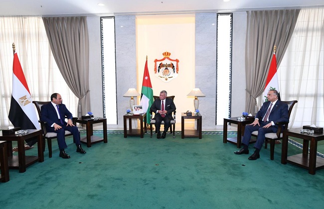 قمة عمان الثلاثية بين السيسي وملك الأردن ورئيس وزراء العراق 25 أغسطس 2020