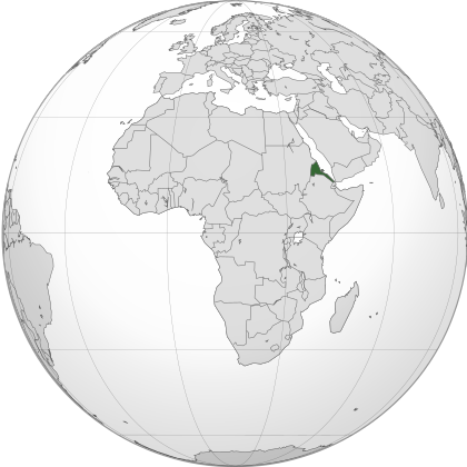 إريتريا على خريطة العالم - باللون الأخضر